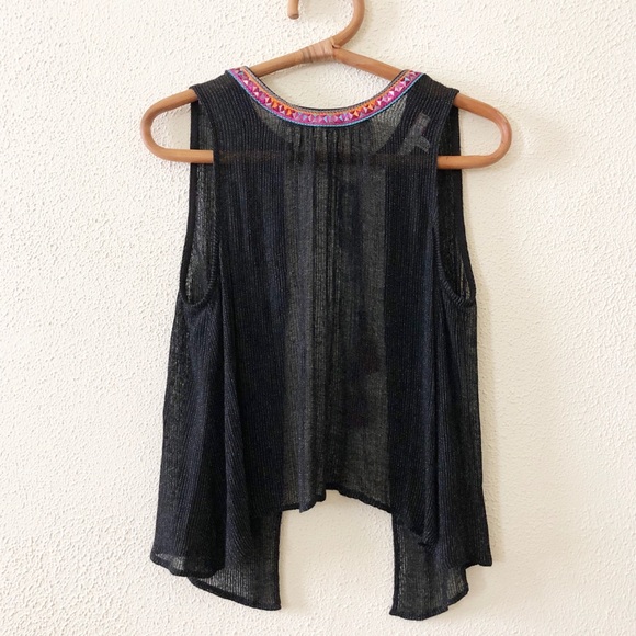 Anthropologie Merletta Sheer Open Back Top XS - Picture 2 of 3